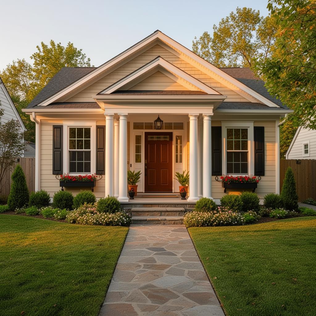 Charming cottage portico exterior remodel North Shore Chicago by Ken Polikov