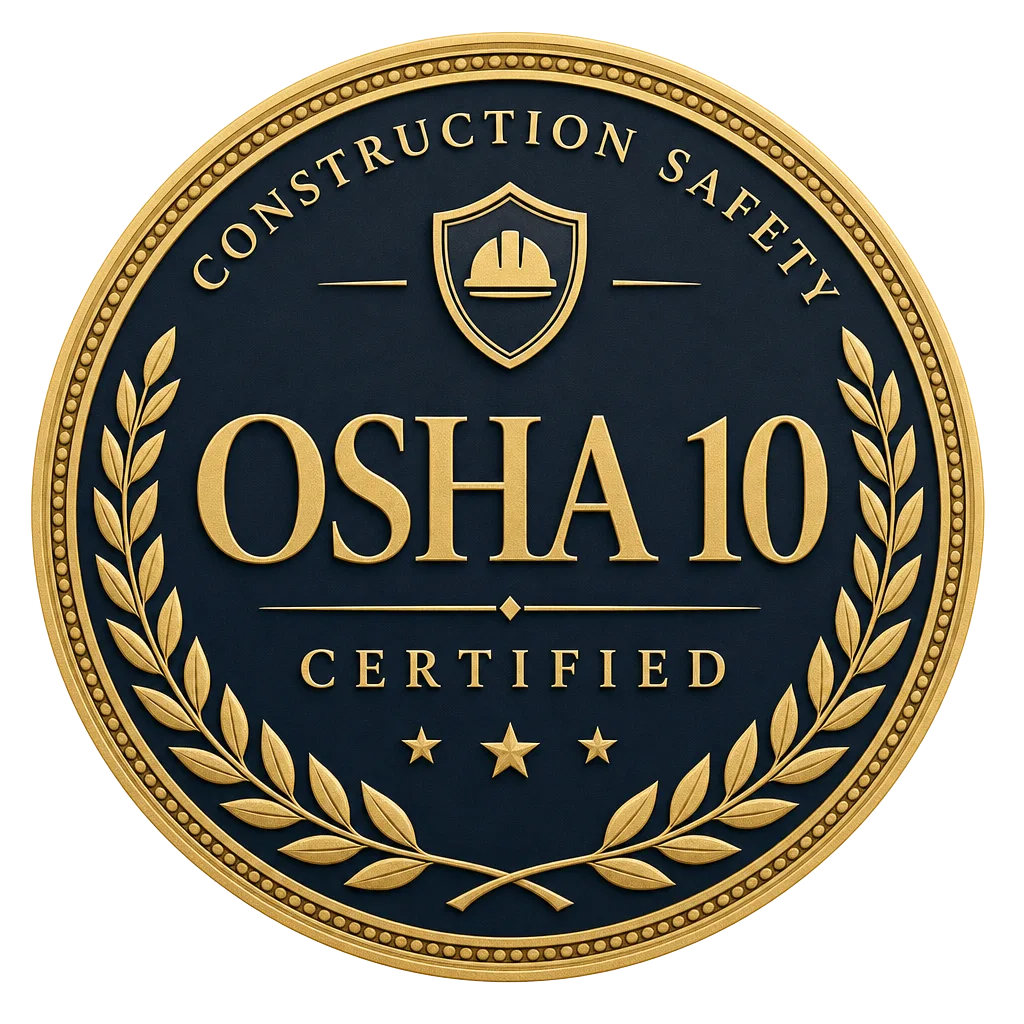 OSHA 10-Hour Construction Safety Certified badge